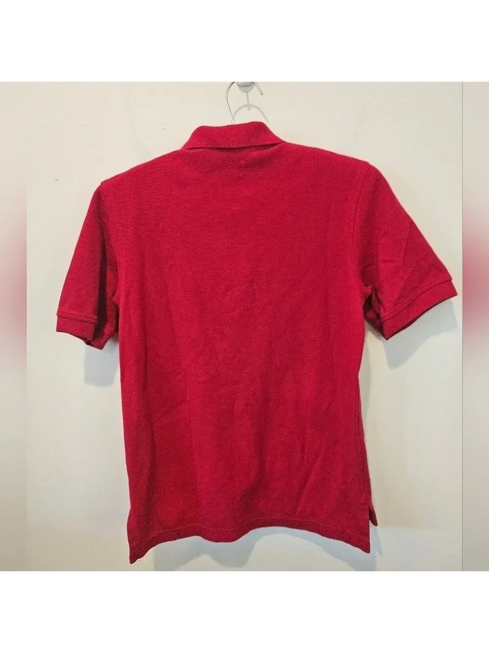 LANDS' END WOMEN'S RED SHORT SLEEVED 2 BUTTON PULLOVER POLO SIZE XS HIGH-LOW
